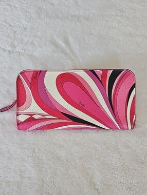 Emilio Pucci Authentic Bright Leather Wallet Organizer VGUC